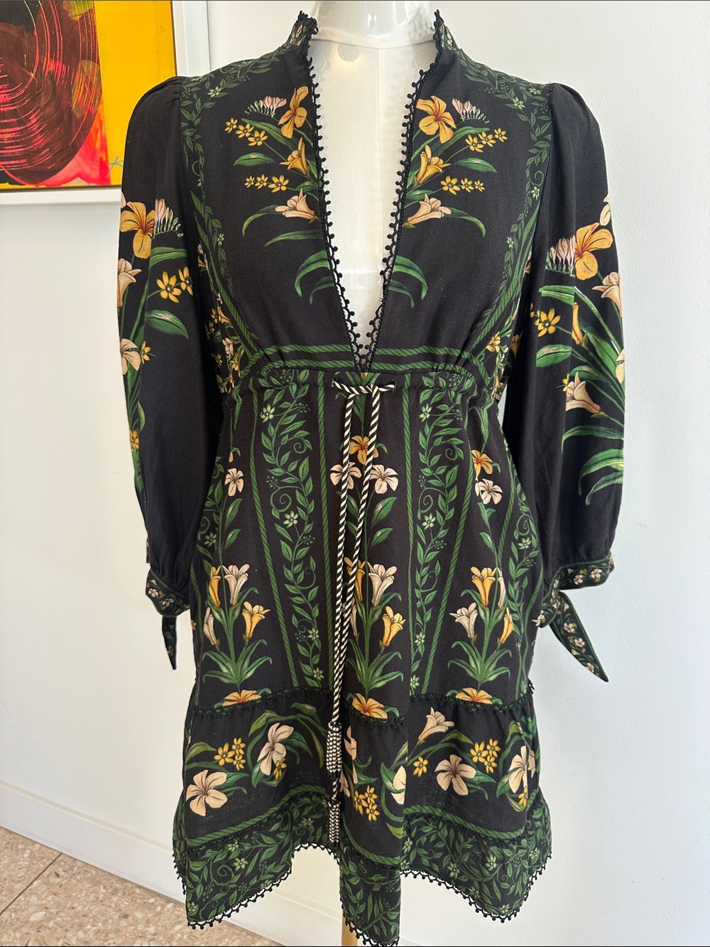 FARM Rio Flowers Arch Black Mini Dress NWT small